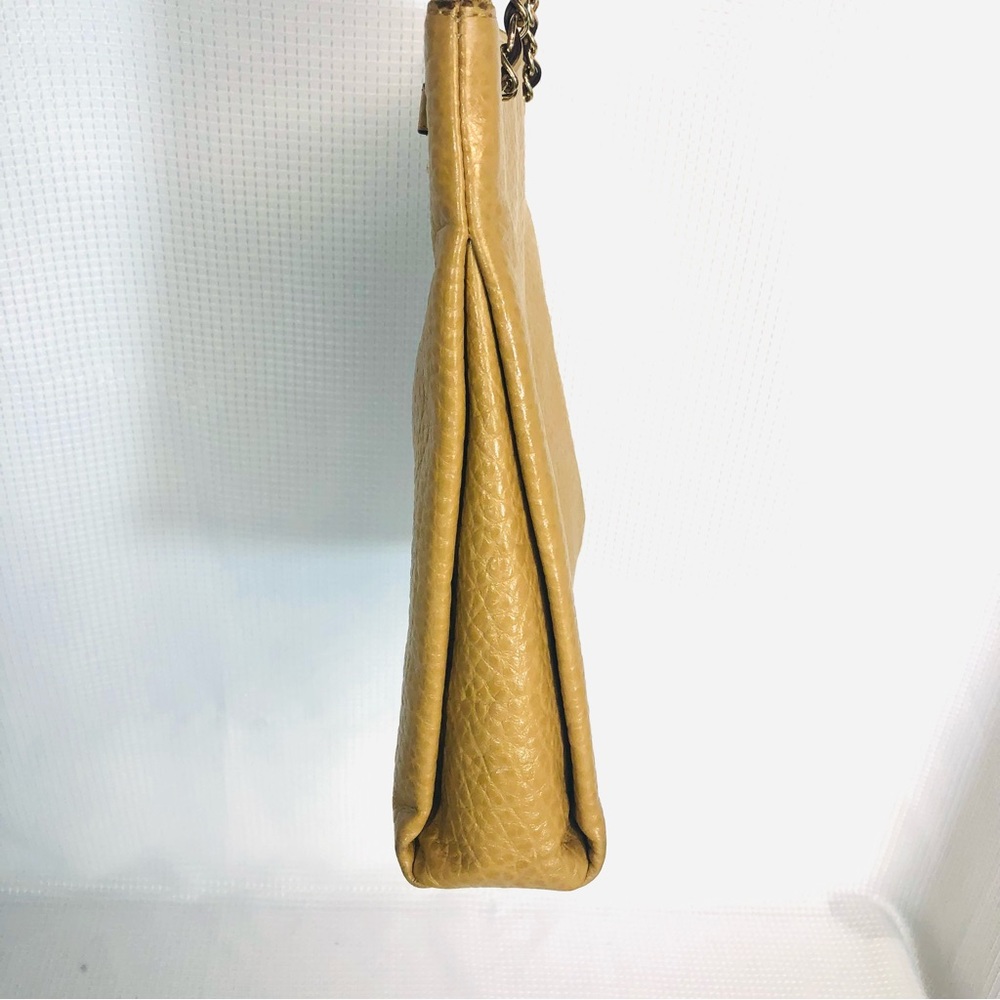 DKNY Golden Tan Leather Tote Shoulder Bag with Chain Strap - Picture 7 of 14